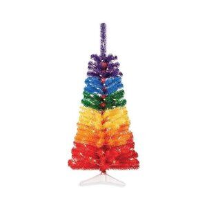 4 ft Rainbow Pre-Lit Faux Christmas Tree Pride